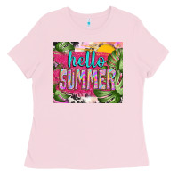 Bubblegum Pink hello summer with cowhide Ladies Tee - TumblerDesignByShophia