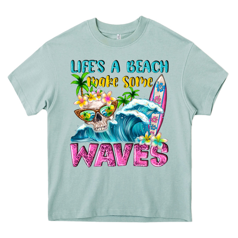Life's A Beach Make Some Waves Heavy Core Tee by NancyCooperArtShop | Teevron