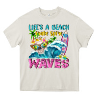 Cream Life's a beach make some waves Heavy Core Tee - NancyCooperArtShop