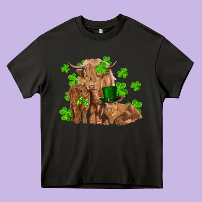 St Patrick's Day Cow Family Heavy Core Tee Designed By Ranaportraitstore