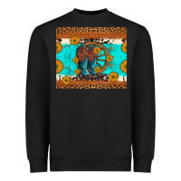 Black cowboy boots and sunflowers turquoise leopard background Heavyweight Sweatshirt - Artiststas