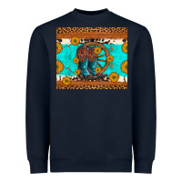 Navy cowboy boots and sunflowers turquoise leopard background Heavyweight Sweatshirt - Artiststas