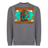 Storm cowboy boots and sunflowers turquoise leopard background Heavyweight Sweatshirt - Artiststas