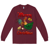 Burgundy merry christmas chickens Long Sleeve Tee - RanaPortraitStore