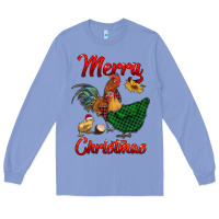 Colony Blue merry christmas chickens Long Sleeve Tee - RanaPortraitStore