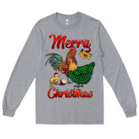 Heather Grey merry christmas chickens Long Sleeve Tee - RanaPortraitStore