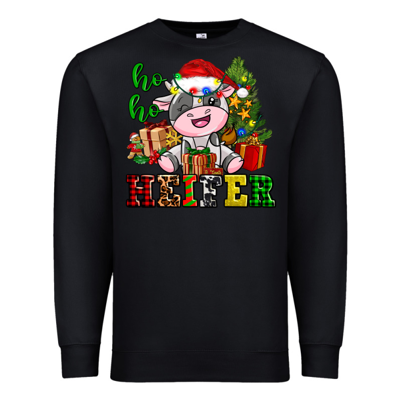 Ho Ho Heifer Little Cute Christmas Cow Premium Sweatshirt by AdoDesignShop | Teevron