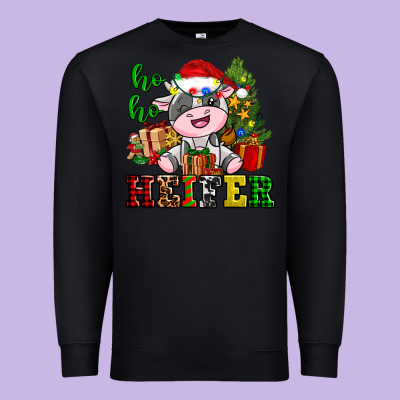 Ho Ho Heifer Little Cute Christmas Cow Premium Sweatshirt Designed By Adodesignshop