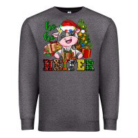 Charcoal Heather ho ho heifer little cute christmas cow Premium Sweatshirt - AdoDesignShop