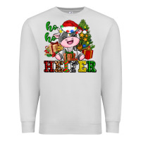 Dove Grey ho ho heifer little cute christmas cow Premium Sweatshirt - AdoDesignShop
