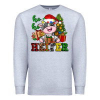Heather Grey ho ho heifer little cute christmas cow Premium Sweatshirt - AdoDesignShop