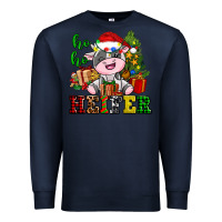 Navy ho ho heifer little cute christmas cow Premium Sweatshirt - AdoDesignShop
