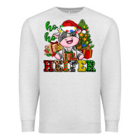 Oatmeal Heather ho ho heifer little cute christmas cow Premium Sweatshirt - AdoDesignShop