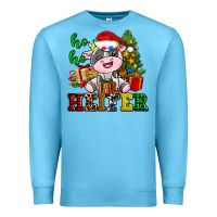 Ocean Blue ho ho heifer little cute christmas cow Premium Sweatshirt - AdoDesignShop