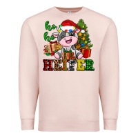 Pale Pink ho ho heifer little cute christmas cow Premium Sweatshirt - AdoDesignShop