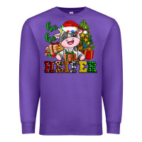 Purple ho ho heifer little cute christmas cow Premium Sweatshirt - AdoDesignShop