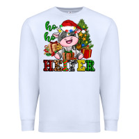 White ho ho heifer little cute christmas cow Premium Sweatshirt - AdoDesignShop