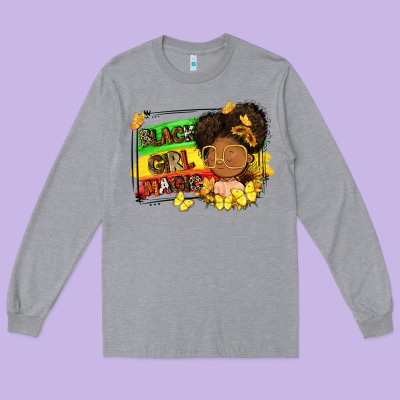 Black Girl Magic Long Sleeve Tee Designed By Fadigitalartstudio