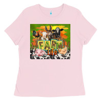 Bubblegum Pink farm life with animals Ladies Tee - TumblerDesignByShophia