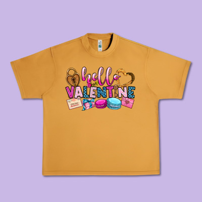 Hello Valentine Urban Heavy Tee Designed By Oliviacreatesart