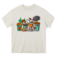 Cream Basketball coffee cups Heavy Core Tee - NancyCooperArtShop