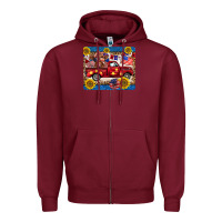 Burgundy 4th of july truck cow mousepad Zipper Hoodie - BarkalooDesign