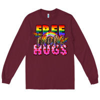 Burgundy Free Mom hugs Long Sleeve Tee - FaDigitalArtStudio