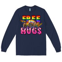 Navy Free Mom hugs Long Sleeve Tee - FaDigitalArtStudio