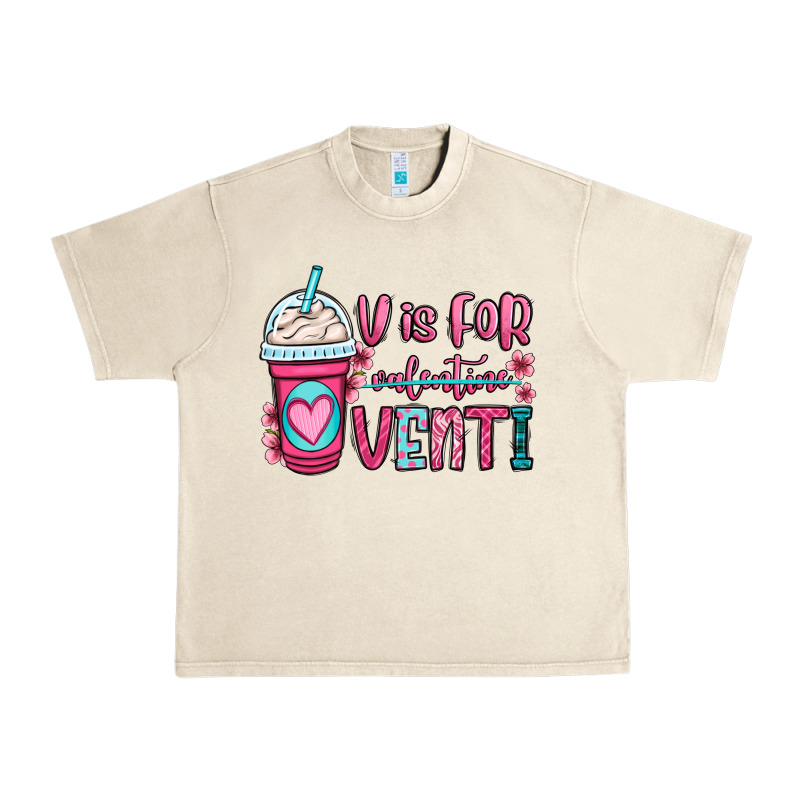 V Is For Valentine Venti Coffee Cup Urban Heavy Tee by OliviaCreatesArt | Teevron