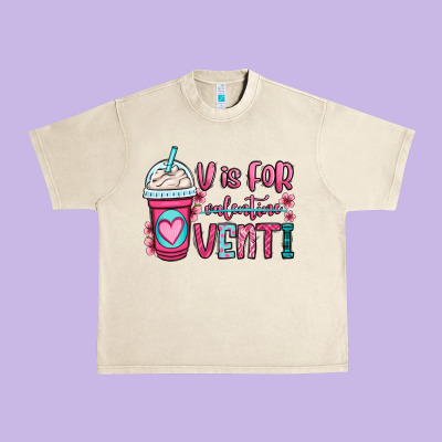 V Is For Valentine Venti Coffee Cup Urban Heavy Tee Designed By Oliviacreatesart