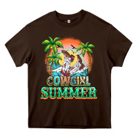 Chocolate Brown Cowgirl summer Heavy Core Tee - NancyCooperArtShop