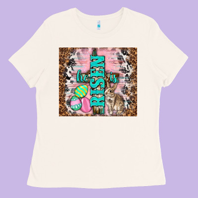 Western He Is Risen With Rabbit Ladies Tee Designed By Tumblerdesignbyshophia