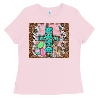 Bubblegum Pink western he is risen with rabbit Ladies Tee - TumblerDesignByShophia