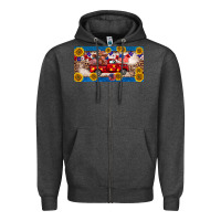 Charcoal Heather 4th of july truck cow license plate Zipper Hoodie - BarkalooDesign