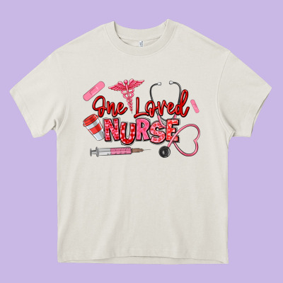One Loved Nurse Heavy Core Tee Designed By Texasbilliewilder