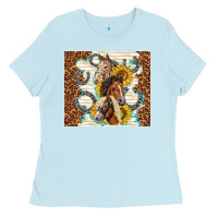 Baby Blue horses with sunflowers Ladies Tee - TumblerDesignByShophia