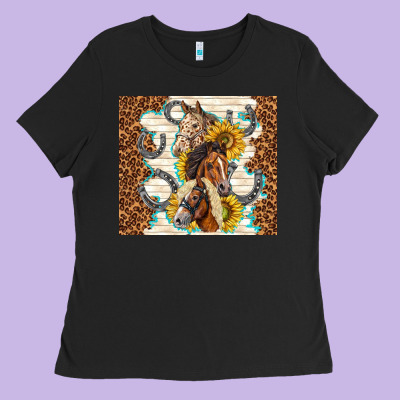 Horses With Sunflowers Ladies Tee Designed By Tumblerdesignbyshophia