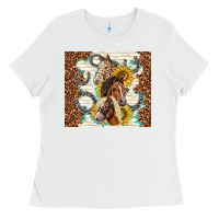 White horses with sunflowers Ladies Tee - TumblerDesignByShophia