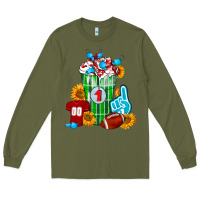 Army Green Football Frappe Long Sleeve Tee - FaDigitalArtStudio