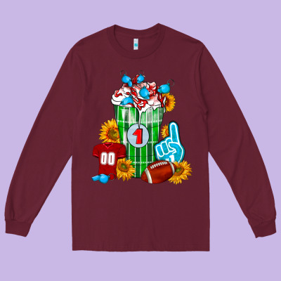 Football Frappe Long Sleeve Tee Designed By Fadigitalartstudio