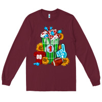 Burgundy Football Frappe Long Sleeve Tee - FaDigitalArtStudio