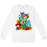 White Football Frappe Long Sleeve Tee - FaDigitalArtStudio