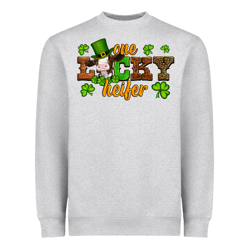 St Patricks One Lucky Heifer Baby Cow Heavyweight Sweatshirt by Artiststas | Teevron