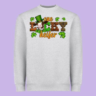 St Patricks One Lucky Heifer Baby Cow Heavyweight Sweatshirt Designed By Artiststas