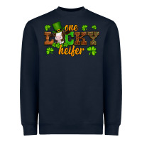 Navy st patricks one lucky heifer baby cow Heavyweight Sweatshirt - Artiststas