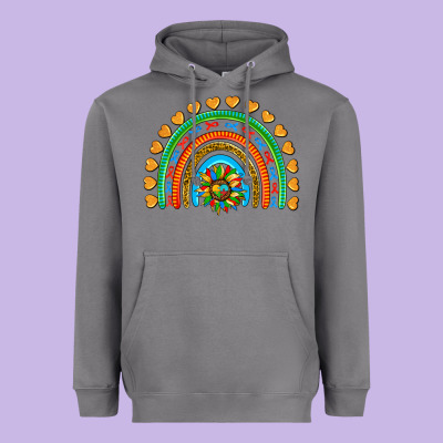 Autism Heart Ribbon Rainbow Heavyweight Hoodie Designed By Adodesignshop