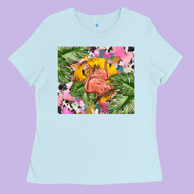 Flamingo With Leopard Ladies Tee Designed By Tumblerdesignbyshophia