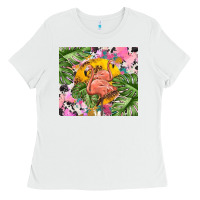White flamingo with leopard Ladies Tee - TumblerDesignByShophia