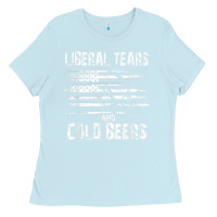 Baby Blue liberal tears and cold beers   funny political t shirt Ladies Tee - maiPhamDesign