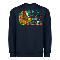Navy just a girl who loves horses Heavyweight Sweatshirt - Artiststas